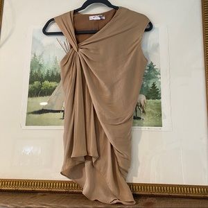 Helmut Lang Tan Draped Blouse